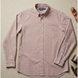 Ralph Lauren Mens Orange & Blue size L Long-Sleeve Button-Down Shirt 140s 2-Ply